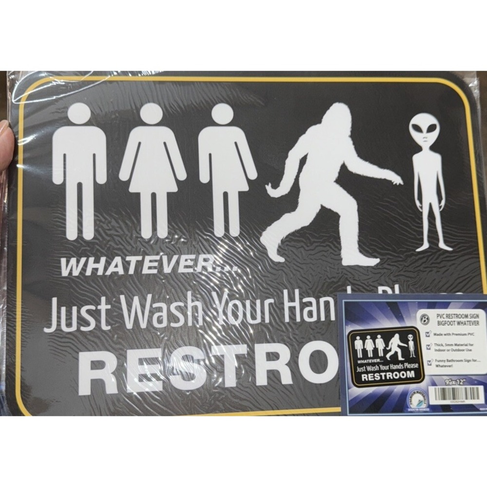 Just Please Wash Your Hands Bathroom/Restroom Sign | Bigfoot Alien‎ - 8.5"X10"